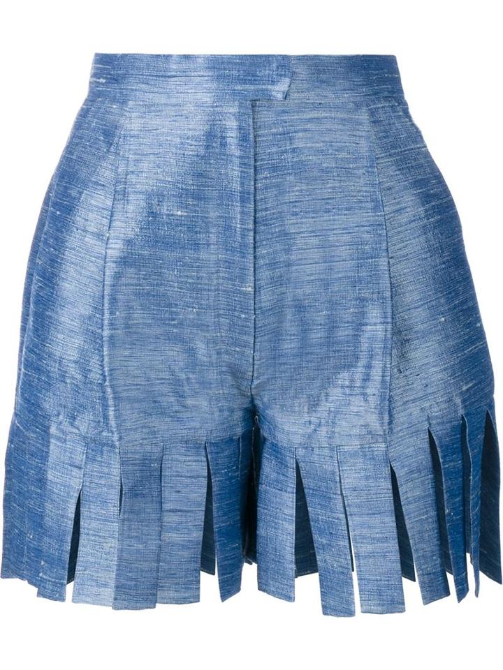 Tata Naka Silk Cutout Fringe Shorts