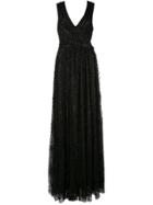 Zac Zac Posen Metallic Draped Long Gown - Black