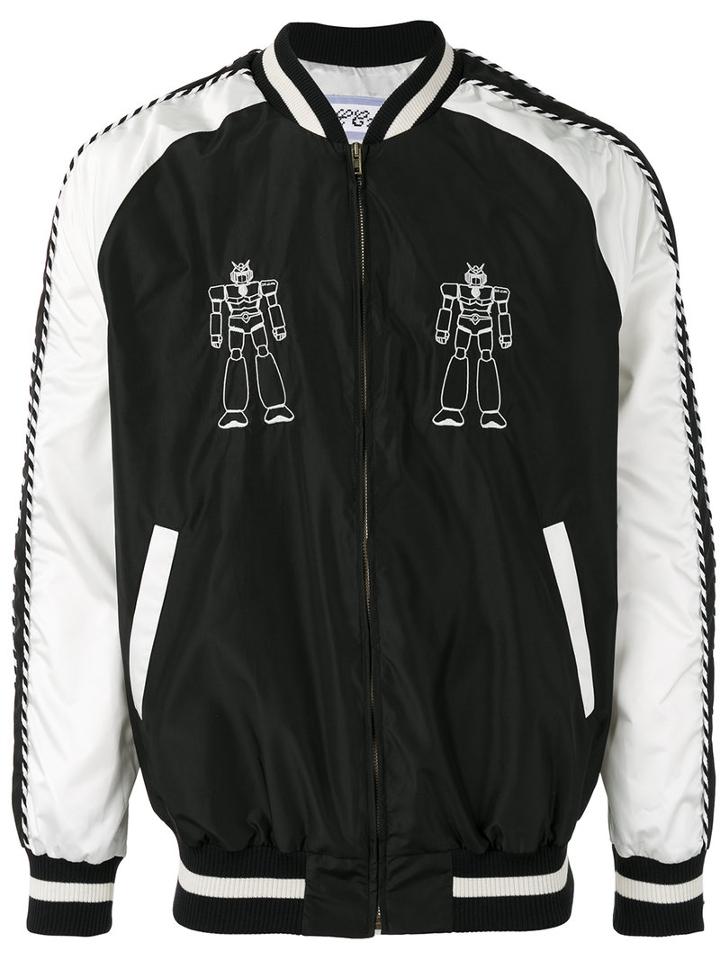 Lc23 - Robot Embroidered Bomber Jacket - Men - Polyester/viscose - L, Black, Polyester/viscose