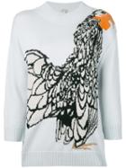 Temperley London - 'bird' Jacquard Knit Sweater - Women - Merino - M, Blue, Merino