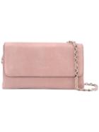 Casadei - Logo Embossed Shoulder Bag - Women - Satin/kid Leather - One Size, Pink/purple, Satin/kid Leather