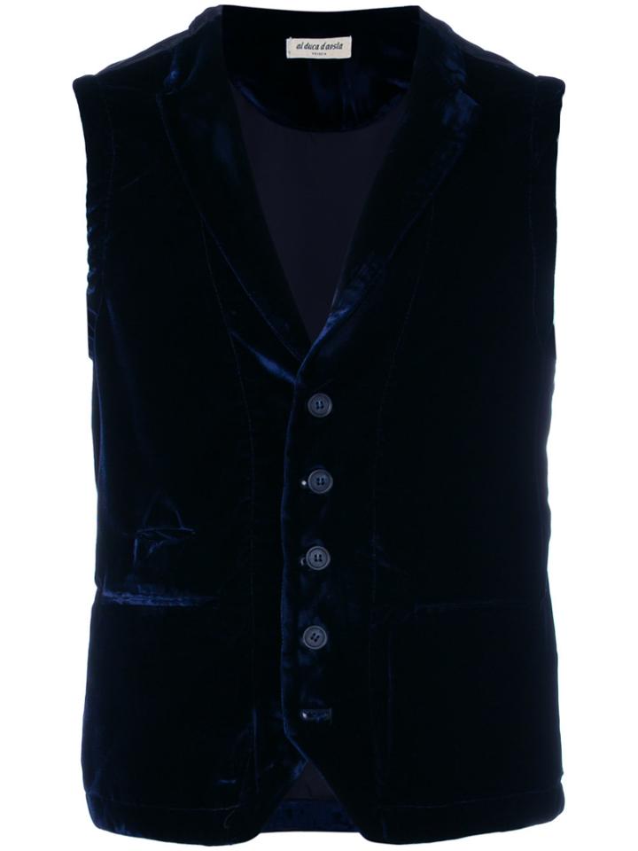 Al Duca D'aosta 1902 Velvet Gilet - Blue