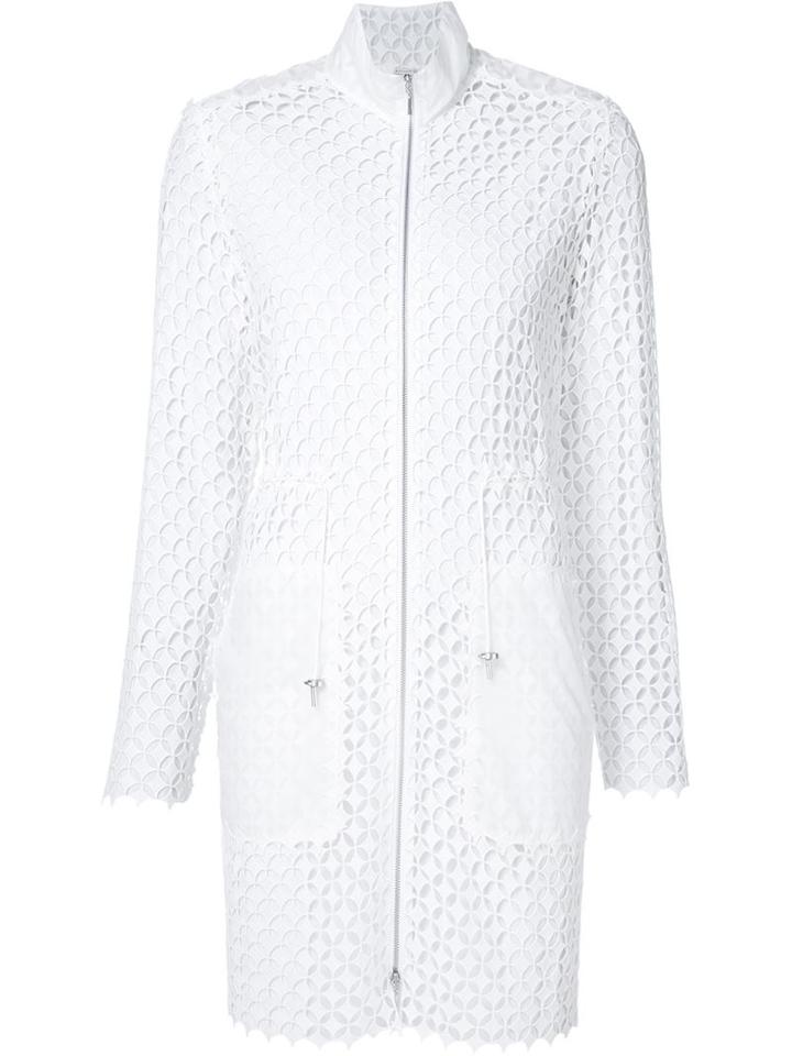 Elie Tahari Embroidered Lace Zip Coat