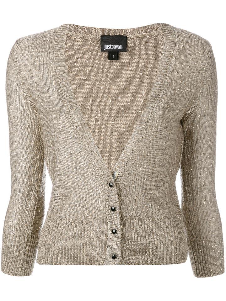 Just Cavalli Knit Buttoned Cardigan, Women's, Size: Small, Grey, Polyester