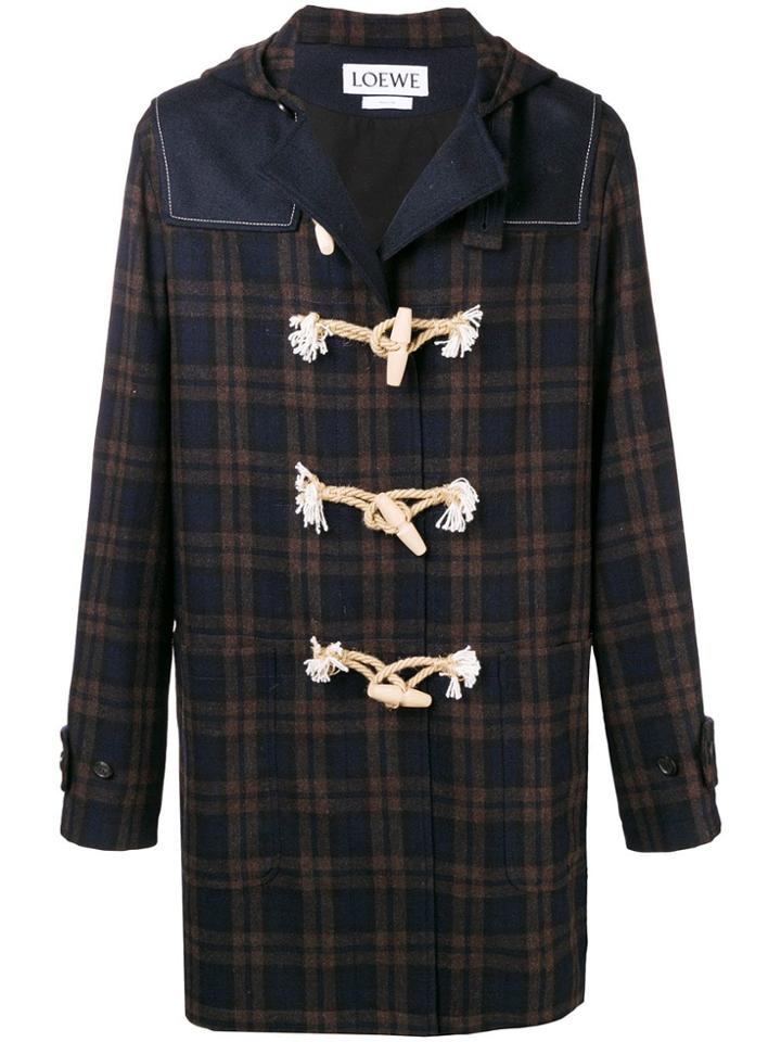Loewe Tartan Duffle Coat - Blue