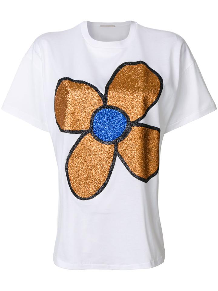 Christopher Kane Glitter Flower T-shirt - White