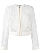 Diane Von Furstenberg Lace Detail Jacket, Women's, Size: 8, White, Polyester/viscose/wool