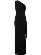 Nicole Miller One Shoulder Ruched Gown - Black