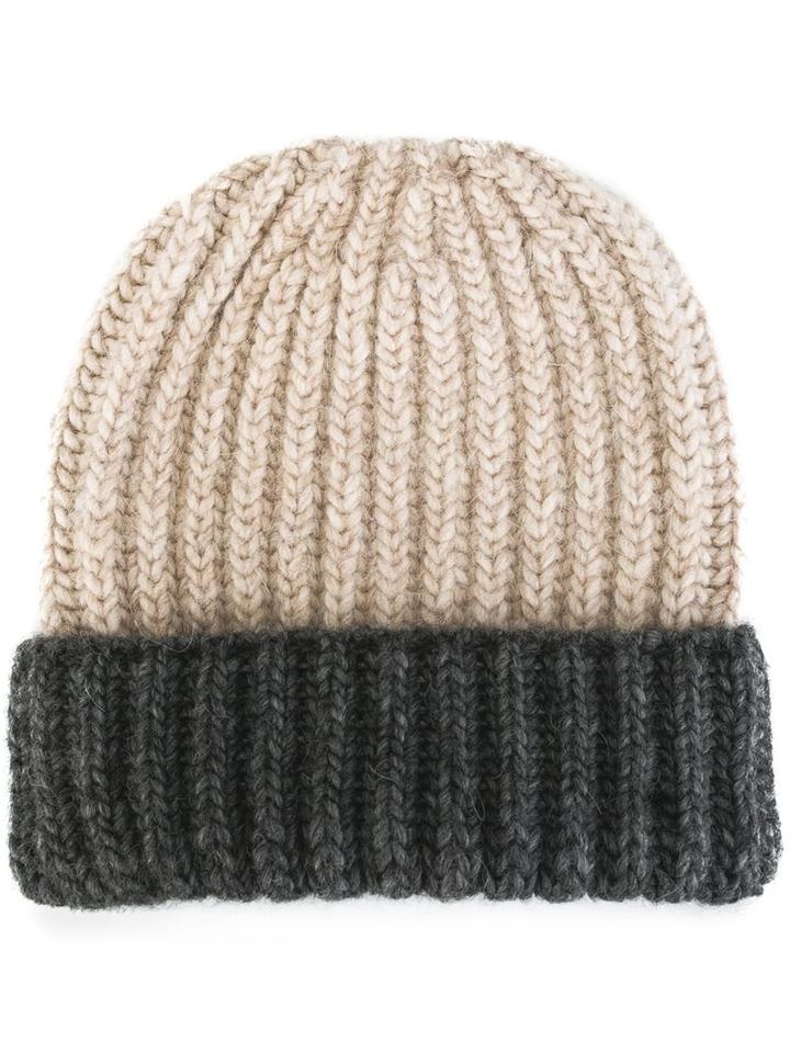 Danielapi Ribbed Folded Beanie, Adult Unisex, Nude/neutrals, Polyamide/wool/alpaca