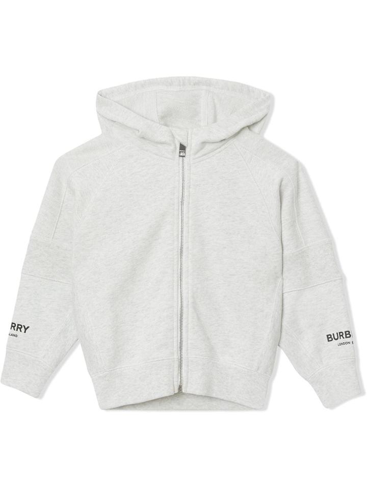 Burberry Kids Teen Logo Print Cotton Hooded Top - White