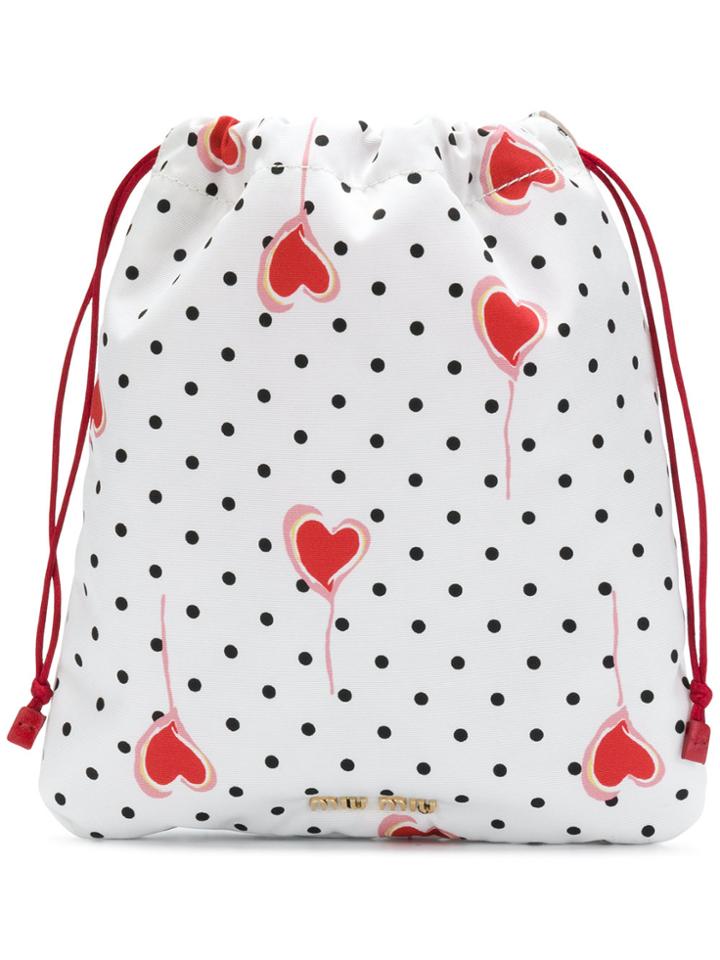 Miu Miu Polka Dot Print Clutch - White