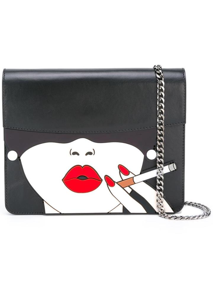 Yazbukey Face Crossbody Bag, Women's, Black, Plexiglass/leather