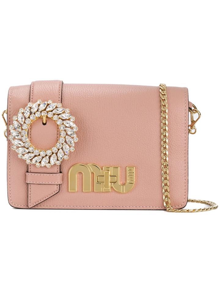 Miu Miu Lady Crystal Shoulder Bag - Pink & Purple