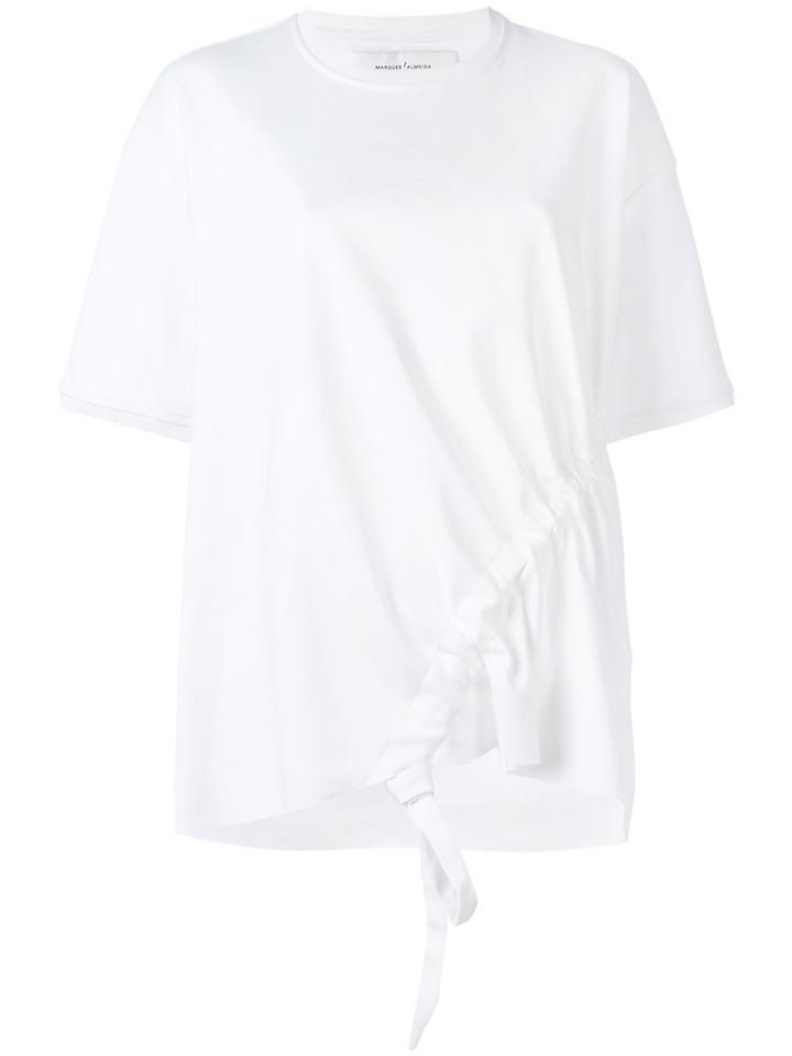 Marques'almeida - Gathered Detail T-shirt - Women - Polyamide/polyester - M, Women's, White, Polyamide/polyester