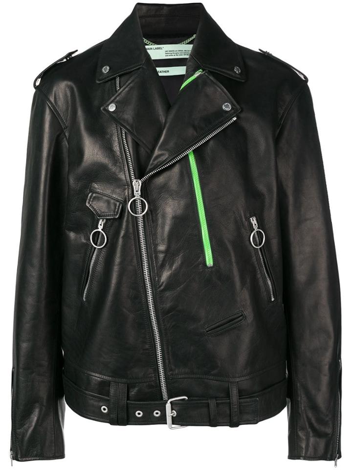 Off-white Exaggerated Biker Jacket - Black