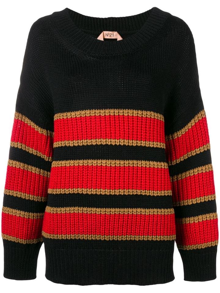 Nº21 Oversized Striped Sweater - Black