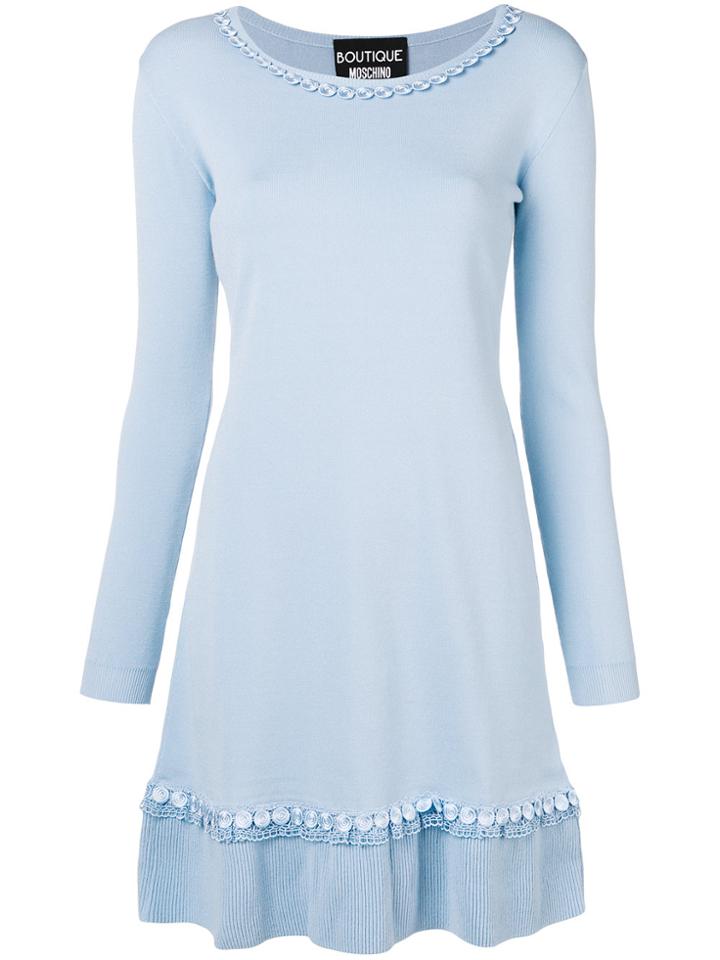 Boutique Moschino Embroidery Detailing Fitted Dress - Blue