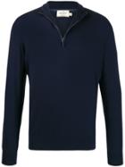 Hackett Zipped Elbow-patch Pullover - Blue
