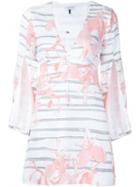 Halston Heritage Printed V-neck Dress