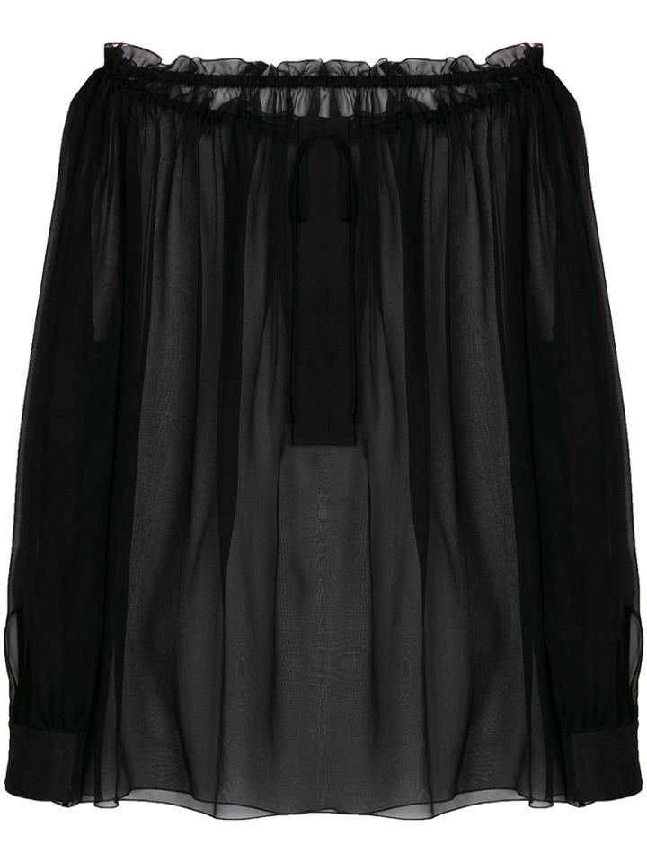 Alberta Ferretti Sheer Flared Blouse - Black
