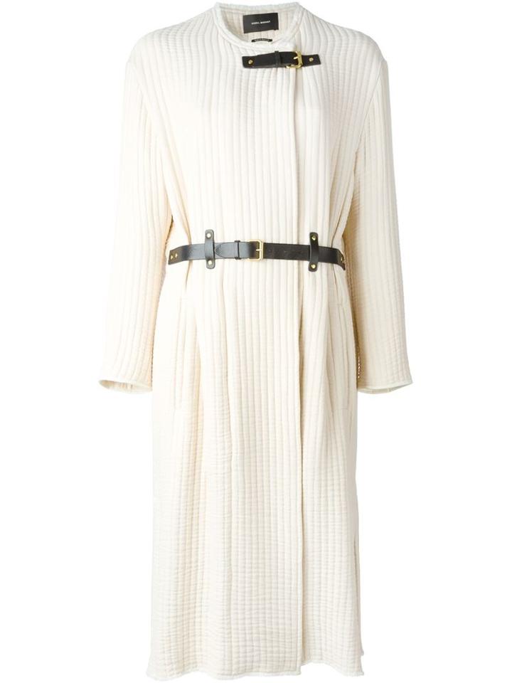 Isabel Marant Ribbed Cardi-coat, Women's, Size: 38, Nude/neutrals, Cotton/calf Leather