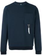 Oamc Chest Pocket Sweatshirt, Men's, Size: Xxl, Blue, Cotton/polyamide/spandex/elastane/turkey Feather