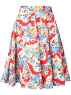 Mikio Sakabe Flower A-line Skirt, Women's, Size: Medium, Red, Cotton