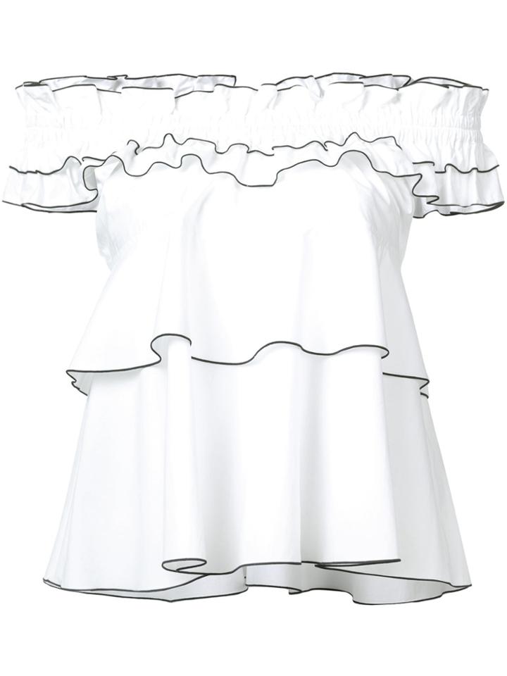 Derek Lam 10 Crosby Smocked Off Shoulder Top - White