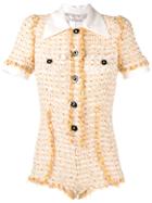 Alessandra Rich Tweed Playsuit - Yellow & Orange