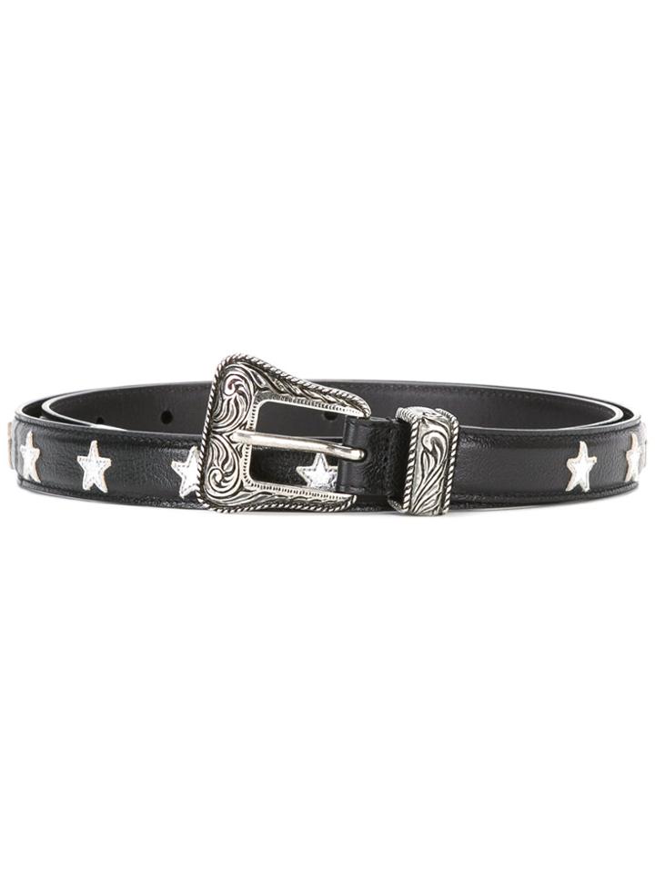 Saint Laurent Star Buckle Belt - Black