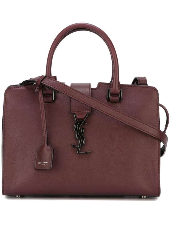 Saint Laurent Baby Cabas Monogram Tote, Women's, Red, Calf Leather