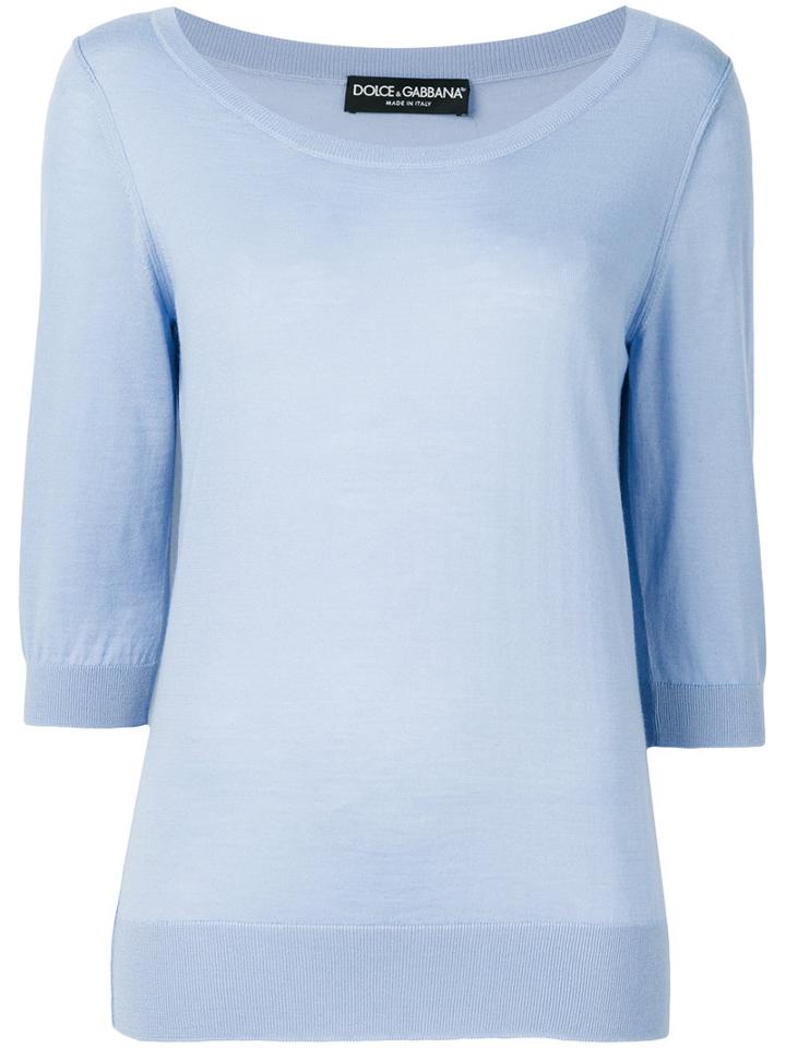 Dolce & Gabbana - Knitted Top - Women - Cashmere - 46, Blue, Cashmere