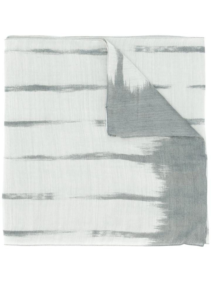 Giorgio Armani Striped Logo Stamp Scarf - Grey