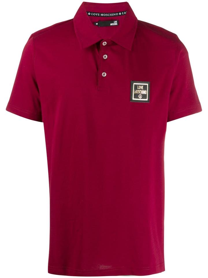 Love Moschino Logo Plaque Polo Shirt - Red