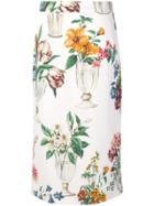 Dolce & Gabbana Glasses Print Straight Skirt - White