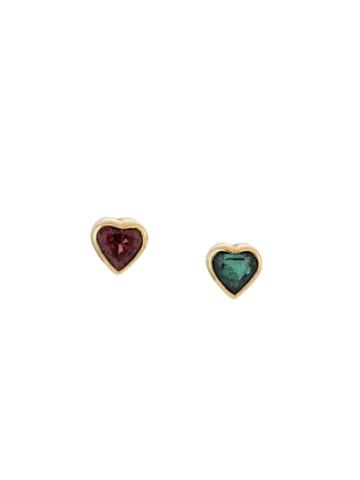 Sauer Brincos Heart To Heart Em Ouro Amarelo, Turmalina E Granada -