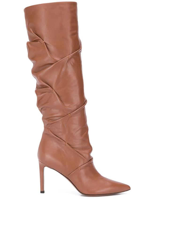 L'autre Chose Foldover Style Stiletto Boots - Brown
