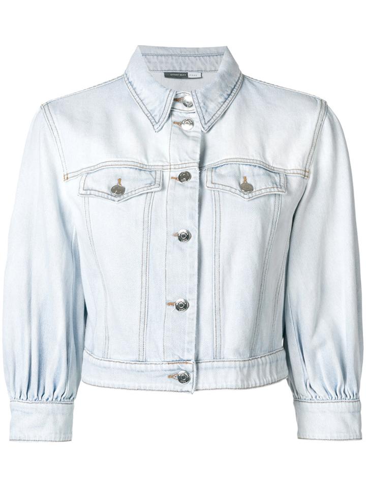 Sport Max Code Cropped Sleeves Denim Jacket - Blue