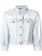 Sport Max Code Cropped Sleeves Denim Jacket - Blue
