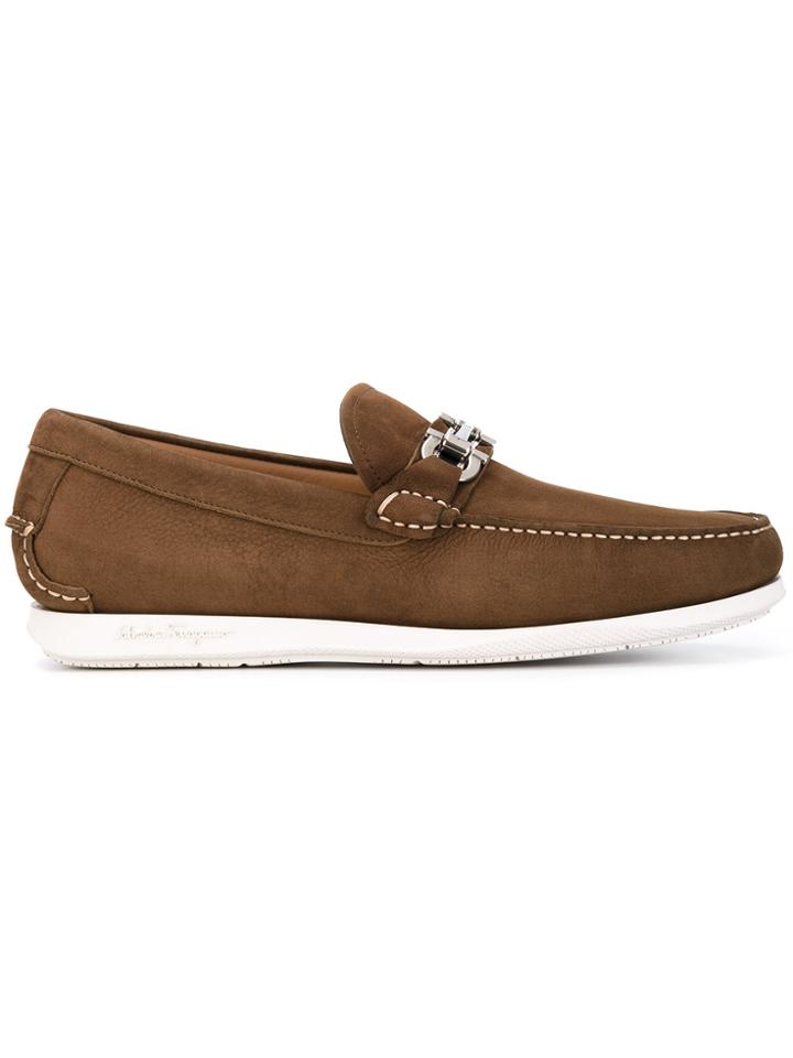 Salvatore Ferragamo Double Gancio Loafers - Brown