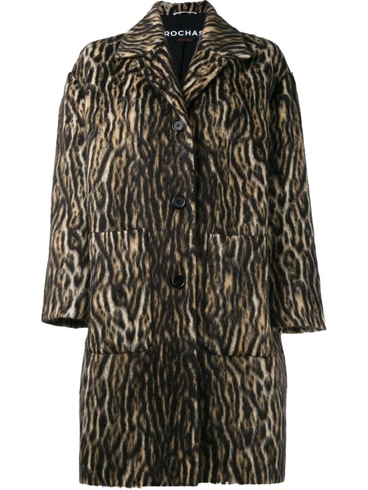 Rochas Zebra Print Coat - Brown