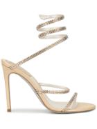 René Caovilla Wrapped Ribbon Sandals - Gold