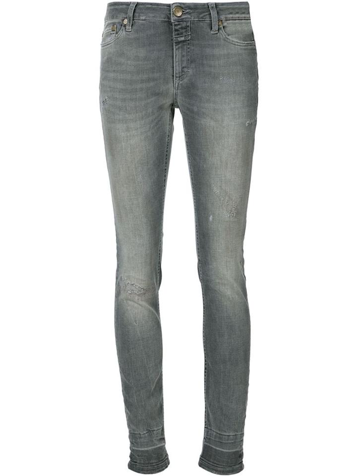Closed Distressed Skinny Jeans, Women's, Size: 26, Grey, Cotton/spandex/elastane