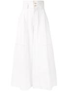 Mikio Sakabe High Waist Wide Leg Trousers, Women's, Size: Medium, White, Cotton