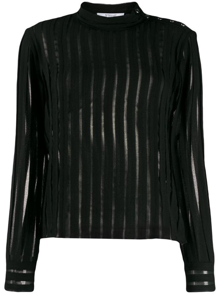 Derek Lam 10 Crosby Raw Cut Chiffon Pieced Blouse With Snaps - Black