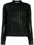 Derek Lam 10 Crosby Raw Cut Chiffon Pieced Blouse With Snaps - Black