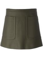 No21 Patch Pocket Mini Skirt, Women's, Size: 42, Green, Polyamide/cupro/cashmere/wool