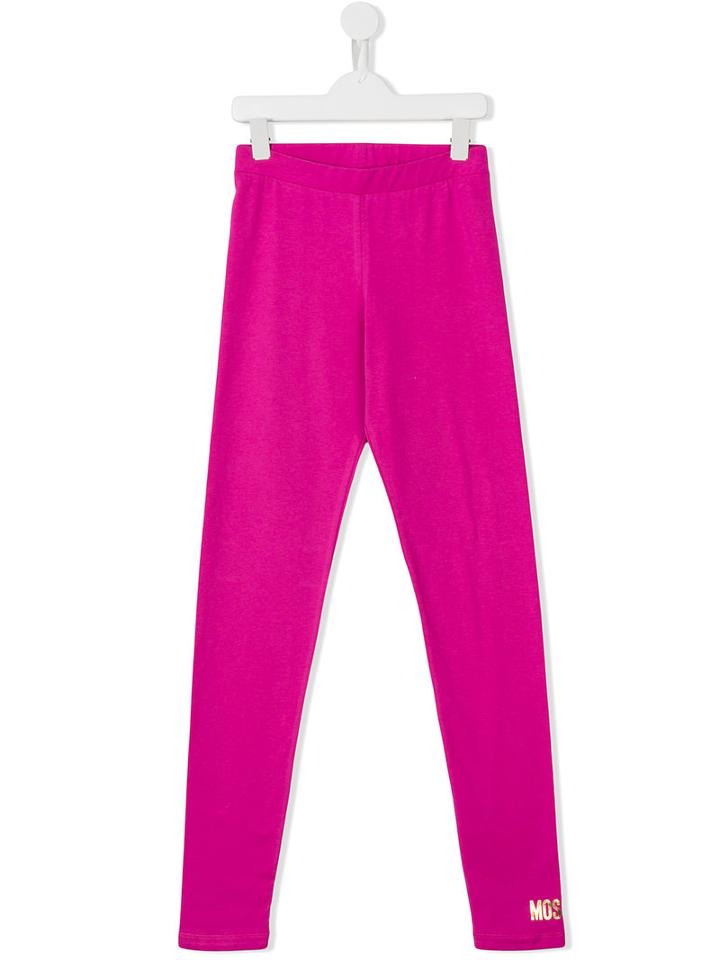 Moschino Kids Logo Print Leggings, Size: 14 Yrs, Pink/purple