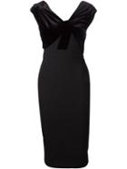 Victoria Beckham Velvet Top Bow Fitted Dress