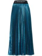 Roqa Metallic Pleated Skirt - Blue